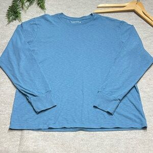 American Giant Mens Premium Slub Crew Tee Long Sleeve EUC Size XL Blue USA Made